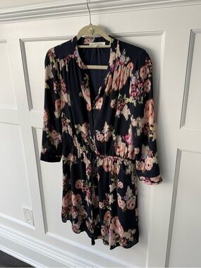 Navy floral dress long sleeve size small